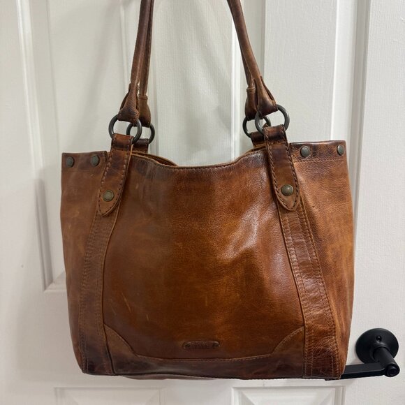 Frye Melissa Leather Tote Bag - Cognac NEW WITH TAGS - Picture 2 of 9